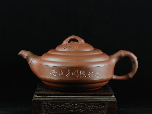 紫砂一廠-矮竹古壺-銀鳳