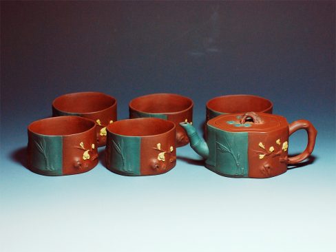 紫砂一廠-六件小松竹梅茶具-盧逸芬